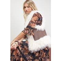 Oasis Women's Mongolian Faux Fur Gilet in Mink | Size: Medium
