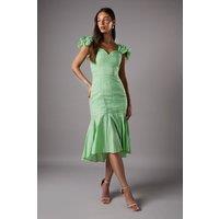 Coast Women's Ruched Sleeveless Drop Hem Midi Dress in Green | Size: 8