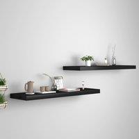 Berkfield Home Floating Wall Shelves 2 pcs Black 90x23.5x3.8 cm MDF