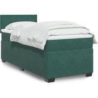 Berkfield Home Box Spring Bed with Mattress Dark Green 90x200 cm Velvet