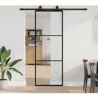 Berkfield Home Sliding Door with Hardware Set Black 76x205 cm ESG Glass