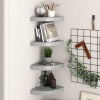 Berkfield Home Floating Corner Shelves 4 pcs Grey 25x25x3.8 cm MDF