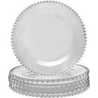 Dibor Set of 6 Bella Perle Christmas Dinner Tableware Charger Plate Serving Plates Dia 33cm in Clear | Size: 6 Pack