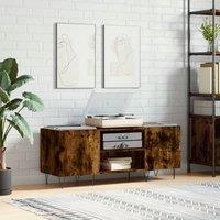 Berkfield Home Record Cabinet Smoked Oak 121x38x48 cm Engineered Wood in Brown | Size: 121 x 38 x 48 cm
