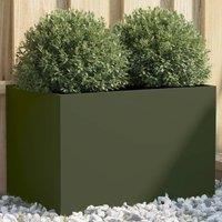Berkfield Home Planter Olive Green 62x40x39 cm Steel | Size: 62 x 40 x 39 cm