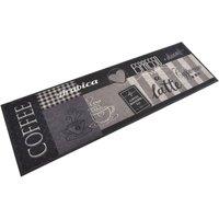 Berkfield Home Kitchen Rug Washable Coffee Black 60x180 cm Velvet