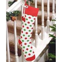 Dibor Set of 4 Knitted White Polka Dot Xmas Decor Christmas Gift Bag Stocking | Size: 4 Pack