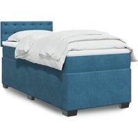 Berkfield Home Box Spring Bed with Mattress Dark Blue 90x190 cm Velvet