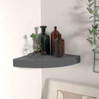 Berkfield Home Floating Corner Shelf High Gloss Grey 25x25x3.8 cm MDF