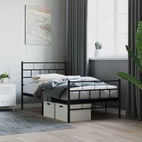 Berkfield Home Metal Bed Frame with Headboard & Footboard Black 107x203 cm