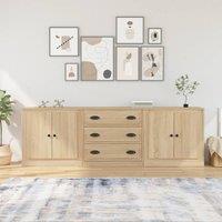 Berkfield Home Sideboards 3 pcs Sonoma Oak Engineered Wood in Brown