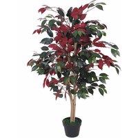 Tradala Trees Lush Artificial Tree Ficus with Real Wood Trunk in Dark Green | Size: 4ft