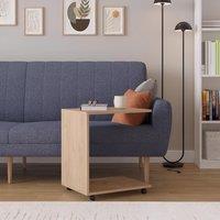 FWStyle Oak Effect Mobile Sofa End Laptop Table in Brown