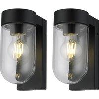 First Choice Lighting Set of 2 Parnie - Black IP44 Outdoor Wall Lights