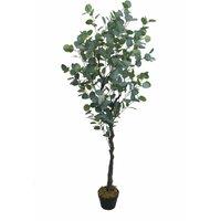 Tradala Trees Artificial Olive Tree Large Fake Olive Plants with Wood Trunk Decor in Pot in Dark Green | Size: 3ft