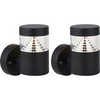 First Choice Lighting Set of 2 Pyramid - Black LED Outdoor Wall Lights