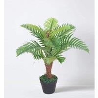 Tradala Trees Lush Artificial Tree Plant Palm with Real Wood Trunk in Dark Green | Size: 3ft