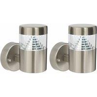 First Choice Lighting Set of 2 Pyramid - Stainless Steel LED Outdoor Wall Lights in Silver