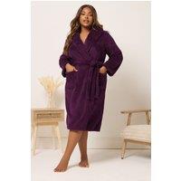 Yours Women's Shawl Collar Dressing Gown in Burgundy | Size: 38-40