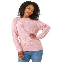 Roman Women's Petite Faux Pearl Knit Jumper in Pink | Size: 14