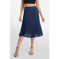 MODISHION Women's Casual High-Waisted A-Line Pleated Skirt in Navy | Size: 2XL