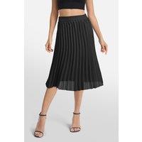 MODISHION Women's Casual High-Waisted A-Line Pleated Skirt in Black | Size: XL