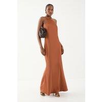 MissPap Women's High Neck Satin Cowl Back Bridesmaid Dress in Rust | Size: 10
