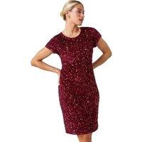 Dusk Women's Sequin Velvet Shift Dress in Wine | Size: 14