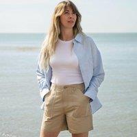 Rapanui Clothing Women's Relaxed Fit Linen Shirt in Baby Blue | Size: 18