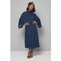 Wallis Women's Jacquard Cape Sleeve Midaxi Dress in Navy | Size: 12