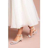 Coast Women's Bridal Kansas Satin Pearl Detail Kitten Heel Sandals in White | Size: 4