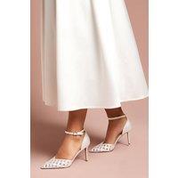 Coast Women's Bridal Sophia Satin & Mesh Detail high Stiletto Heel Court Shoes in Ivory | Size: 7
