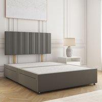 BSSPOKE Sienna Plush Velvet Divan Bed Set 24Headboard & 4Drawers No Mattress in Grey | Size: Small Double