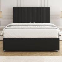 BSSPOKE Sienna Plush Velvet Divan Bed Set 24Headboard & Mattress No Drawers in Black | Size: King