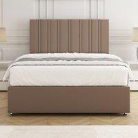 BSSPOKE Sienna Plush Velvet Divan Bed Set 24Headboard & Mattress No Drawers in Bronze | Size: Double