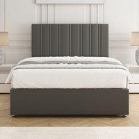 BSSPOKE Sienna Plush Velvet Divan Bed Set 24Headboard & Mattress No Drawers in Grey | Size: Double