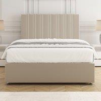 BSSPOKE Sienna Plush Velvet Divan Bed Set 24Headboard & Mattress No Drawers in Cream | Size: Super King