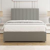 BSSPOKE Sienna Plush Velvet Divan Bed Set 24Headboard & Mattress No Drawers in Silver | Size: Small Double