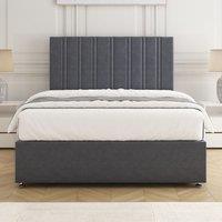BSSPOKE Sienna Plush Velvet Divan Bed Set 24Headboard & Mattress No Drawers in Charcoal | Size: Small Double