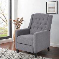 Living and Home Single Upholstered Sofa Pushback Recliner Chair Armchair in Grey