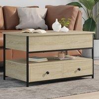 Berkfield Home Coffee Table Sonoma Oak 85x50x50 cm Engineered Wood & Metal in Brown | Size: 85 x 50 x 50 cm