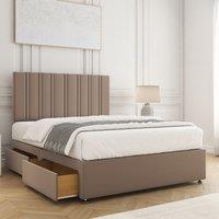 BSSPOKE Sienna Plush Velvet Divan Bed Set 24 Headboard 4 Drawers & Mattress in Bronze | Size: Small Double