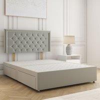 BSSPOKE Nova Plush Velvet Divan Bed 24Headboard & No Mattress No Drawers in Silver | Size: Single
