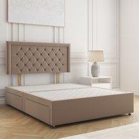 BSSPOKE Nova Plush Velvet Divan Bed 24Headboard & No Mattress No Drawers in Bronze | Size: Single