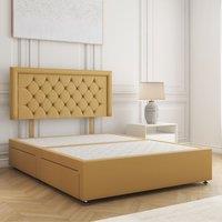 BSSPOKE Nova Plush Velvet Divan Bed 24Headboard & No Mattress No Drawers in Mustard | Size: Single