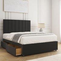 BSSPOKE Sienna Plush Divan Bed Set 24Headboard 2Drawers Same Side & Mattress in Black | Size: King