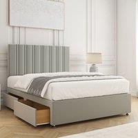 BSSPOKE Sienna Plush Divan Bed Set 24Headboard 2Drawers Same Side & Mattress in Pink | Size: King