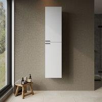 Banyetti Celtic 1500mm Wall Hung Tall Cabinet with Matt Black Handles - Gloss White