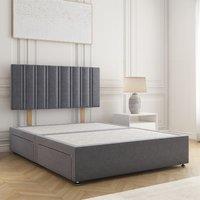 BSSPOKE Sienna Divan Bed Plush Velvet 24 Headboard & No Mattress No Drawers in Charcoal | Size: Single