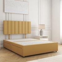 BSSPOKE Sienna Divan Bed Plush Velvet 24 Headboard & No Mattress No Drawers in Mustard | Size: Super King